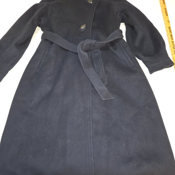 Vintage Union Made Wool Swing Coat Trench Mock Funnel Navy Blue Medium Large - Picture 9 of 13